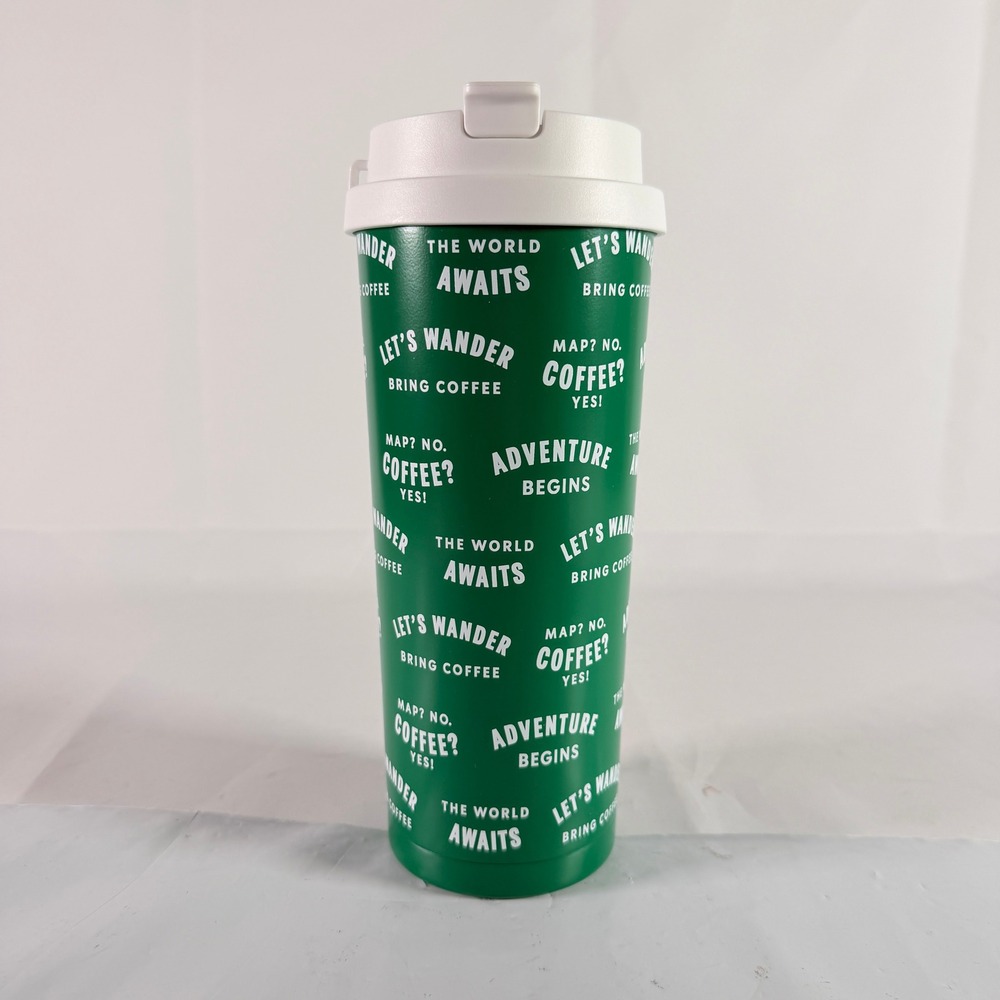 Starbucks Road Trip Green Stainless Steel Travel Tumbler 20 oz Dual Lid NWT